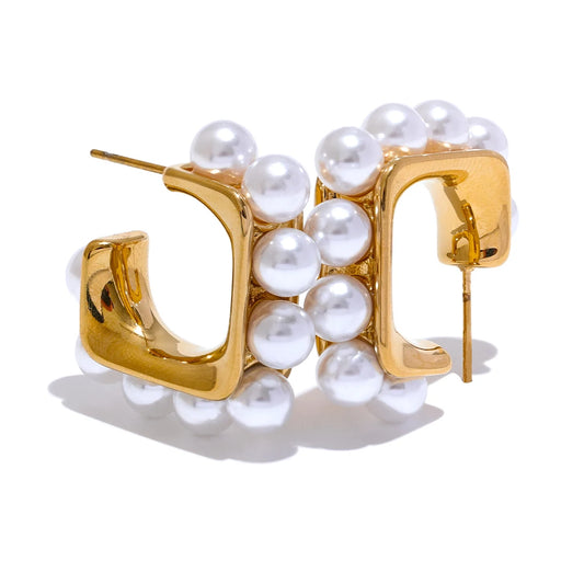 Brincos de Pérola Quadrados