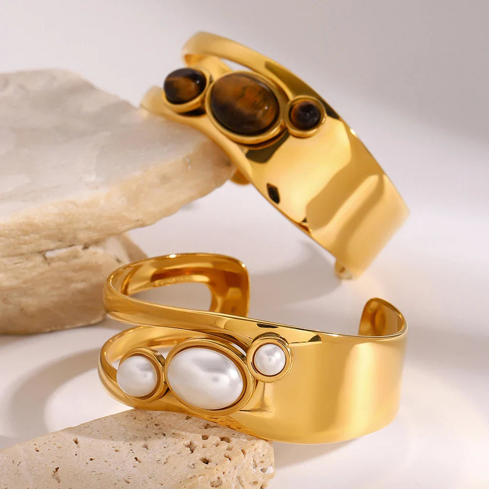 Pulseira Rígida com Pérola Branco