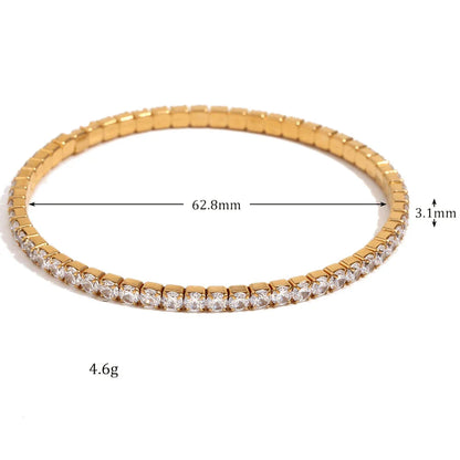 Pulseiras Elásticas de Ténis em Aço Inoxidável e Zircónia 3mm Dourado