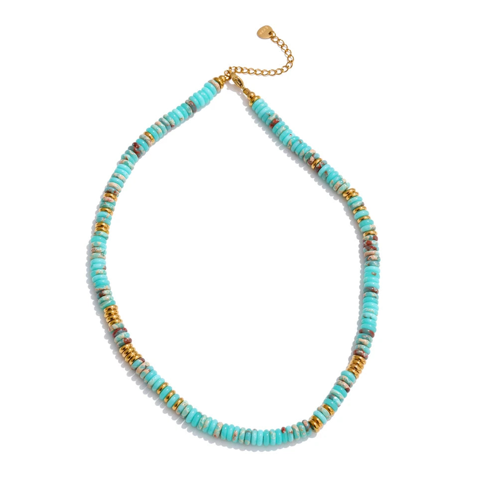 Colar de Contas de Pedra Natural