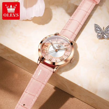 Relógio Feminino de Couro Rosa