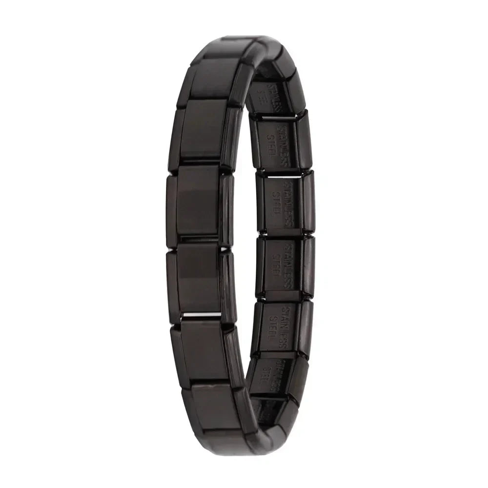 Pulseira Italiana em Aço Inoxidável Preto