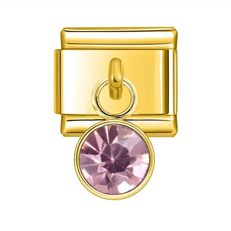 Pendentes Pulseira Italiana em Aço Inoxidável Lilás