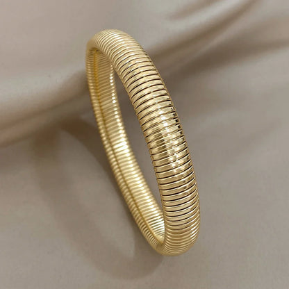 Pulseiras Elásticas em Aço Inox 12mm Dourado