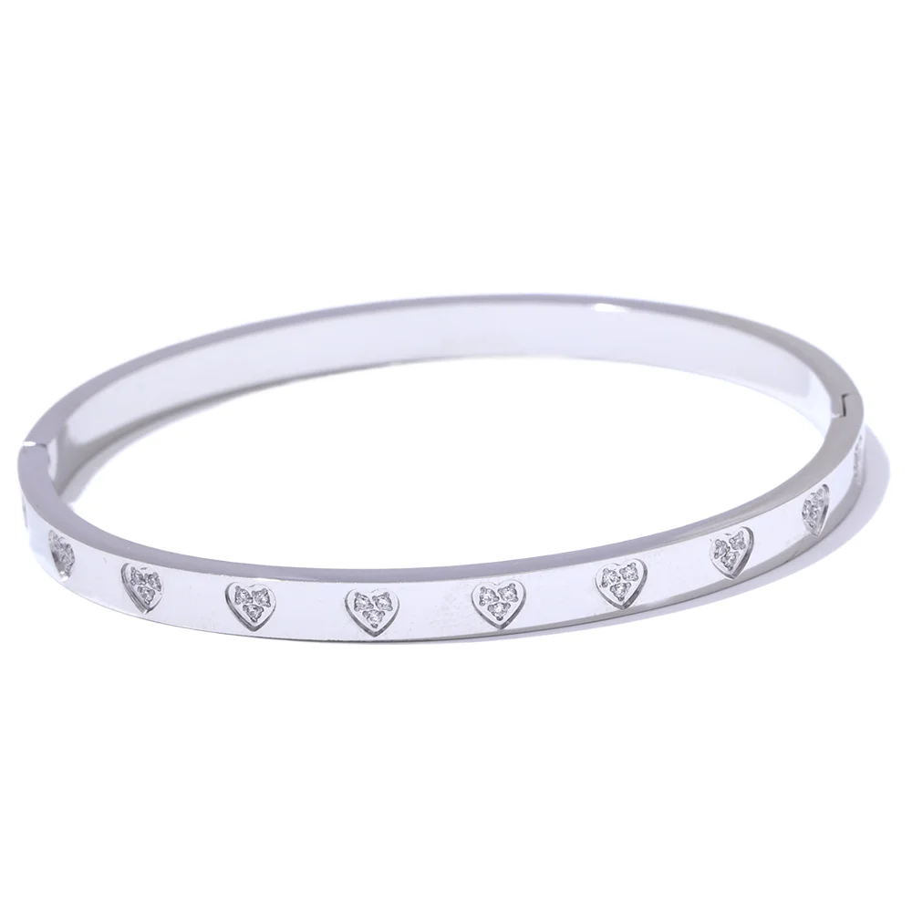 Pulseira Rígida de Zircónias em Aço Inox