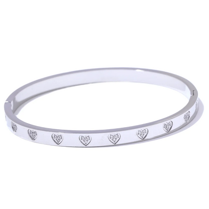 Pulseira Rígida de Zircónias em Aço Inox