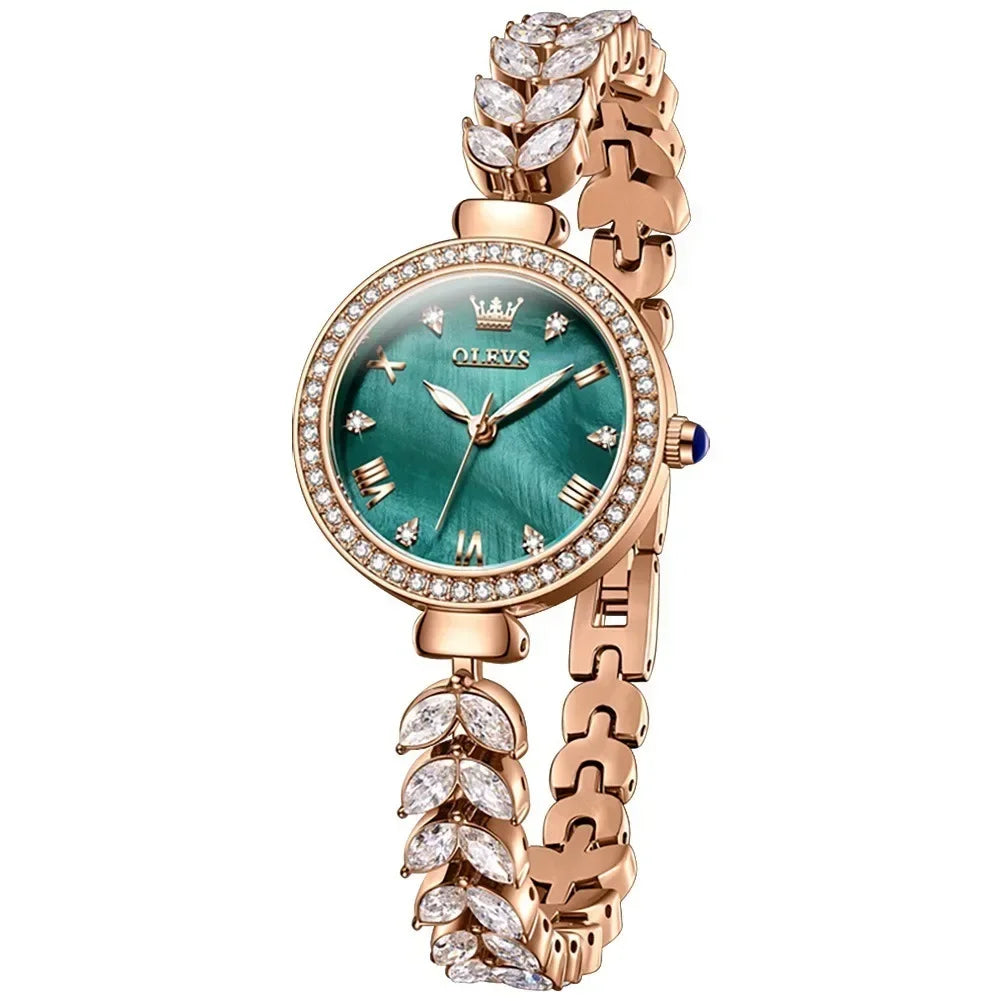Relógio Feminino Elegante em Aço Inoxidável Verde