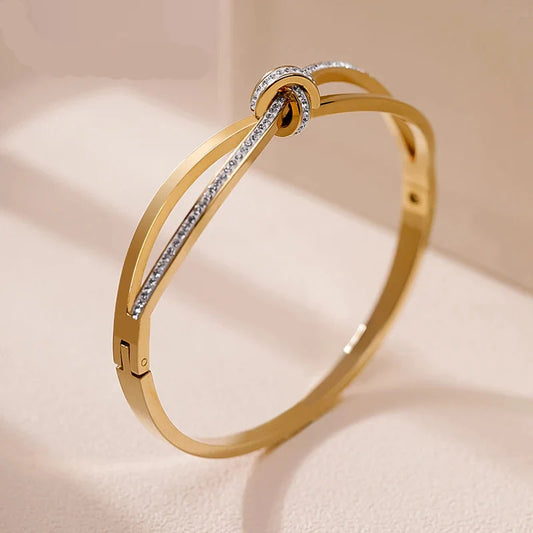 Pulseira Glamorosa em Aço Inoxidável Dourado