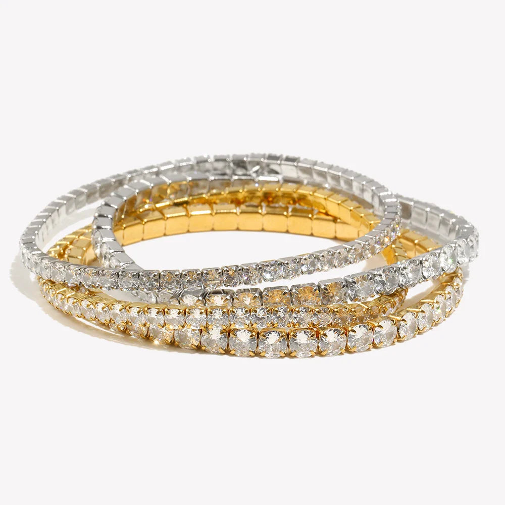Pulseiras Elásticas de Ténis em Aço Inoxidável e Zircónia