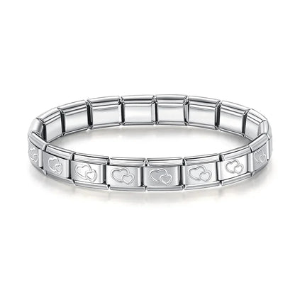 Pulseiras Originais Charms Coração em Aço Inoxidável Coração 2 Prateado