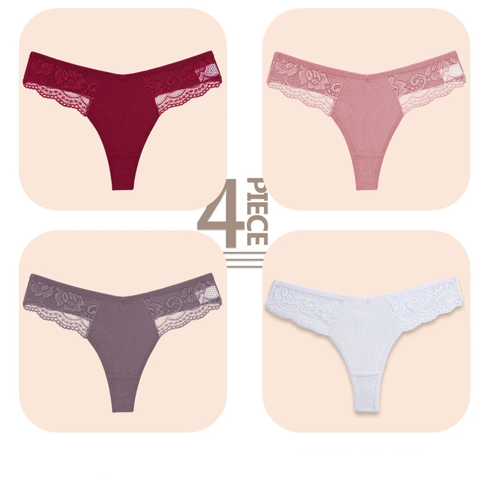 Cuecas de Renda de Algodão Pack 4PCS