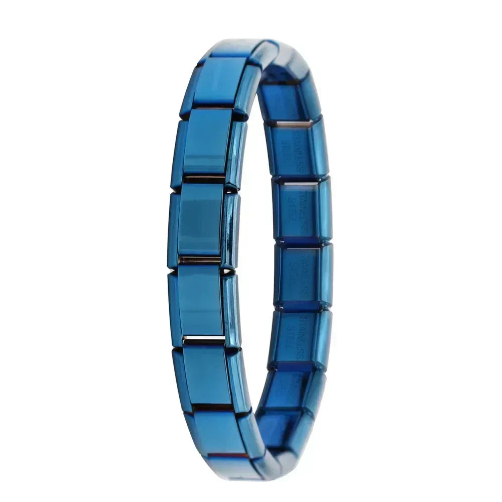 Pulseira Italiana Azul em Aço Inoxidável Azul