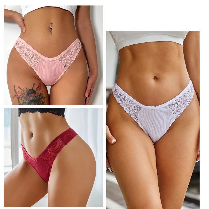 Cuecas de Renda de Algodão Pack 4PCS