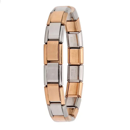 Pulseira Original Italiana em Aço Inoxidável Rosa-Prateado