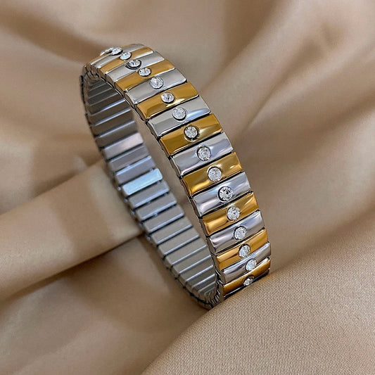 Pulseira Elástica em Aço Inoxidável Brilhante