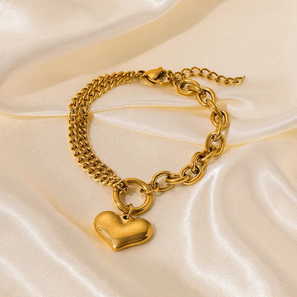 Pulseira Charm Coração em Aço Inoxidável
