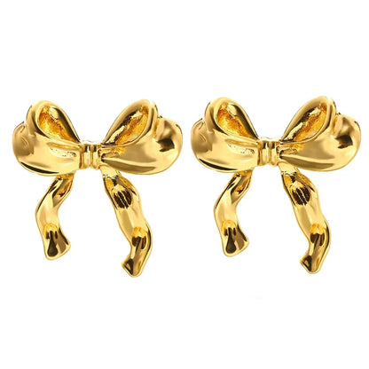 Brincos em Forma de Laço Dourado