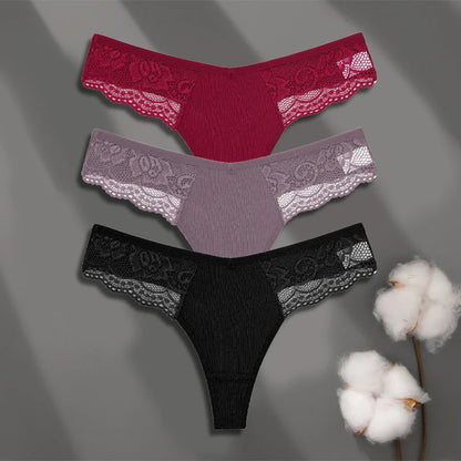 Cuecas de Renda de Algodão Pack 3PCS