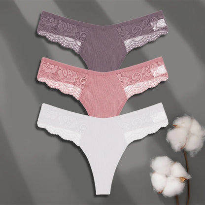 Cuecas de Renda de Algodão Pack 3PCS