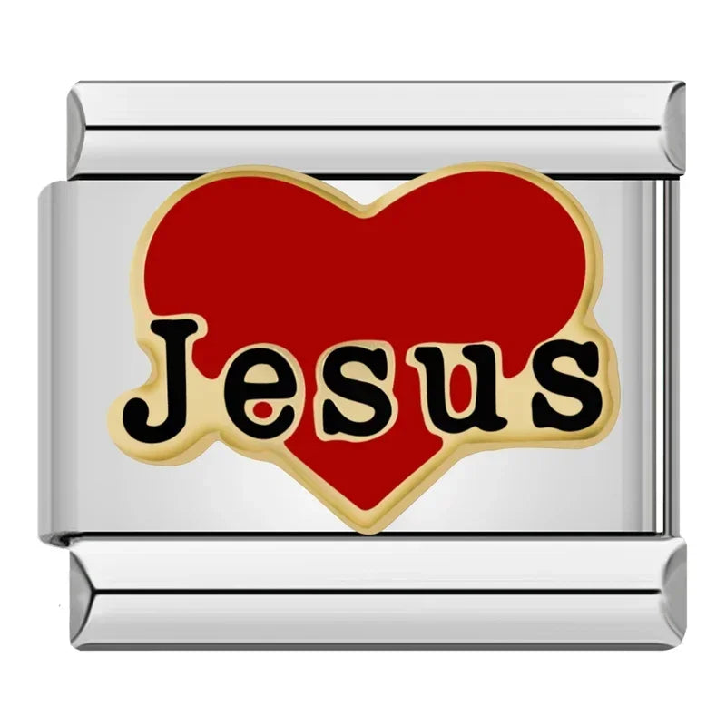 Charms Pulseira Italiana m Aço Inoxidável Jesus