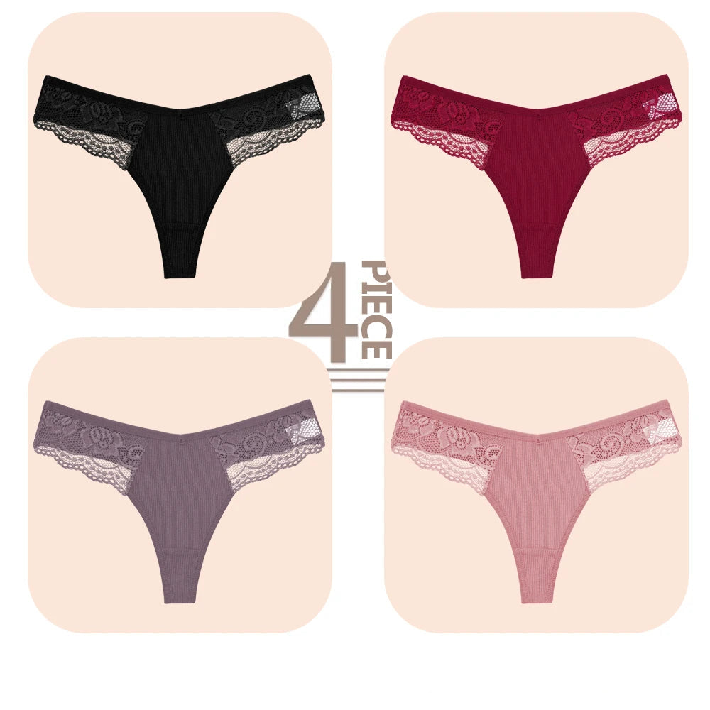 Cuecas de Renda de Algodão Pack 4PCS