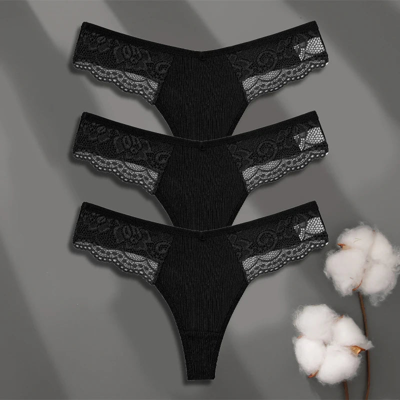 Cuecas de Renda de Algodão Pack 3PCS