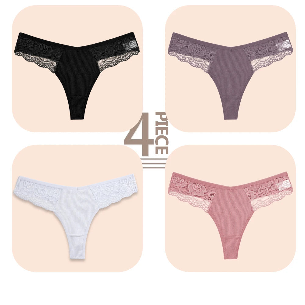 Cuecas de Renda de Algodão Pack 4PCS