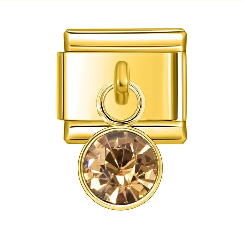 Pendentes Pulseira Italiana em Aço Inoxidável Castanho