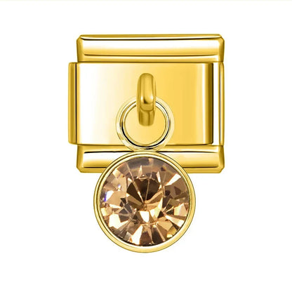 Pendentes Pulseira Italiana em Aço Inoxidável Castanho