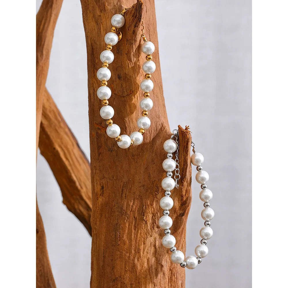 Pulseira de Pérolas - Aço inoxidável