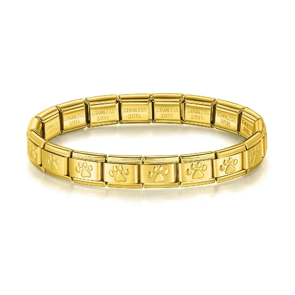 Pulseira Original Estilo Italiano Charms Patas e Cruz Pata Dourado