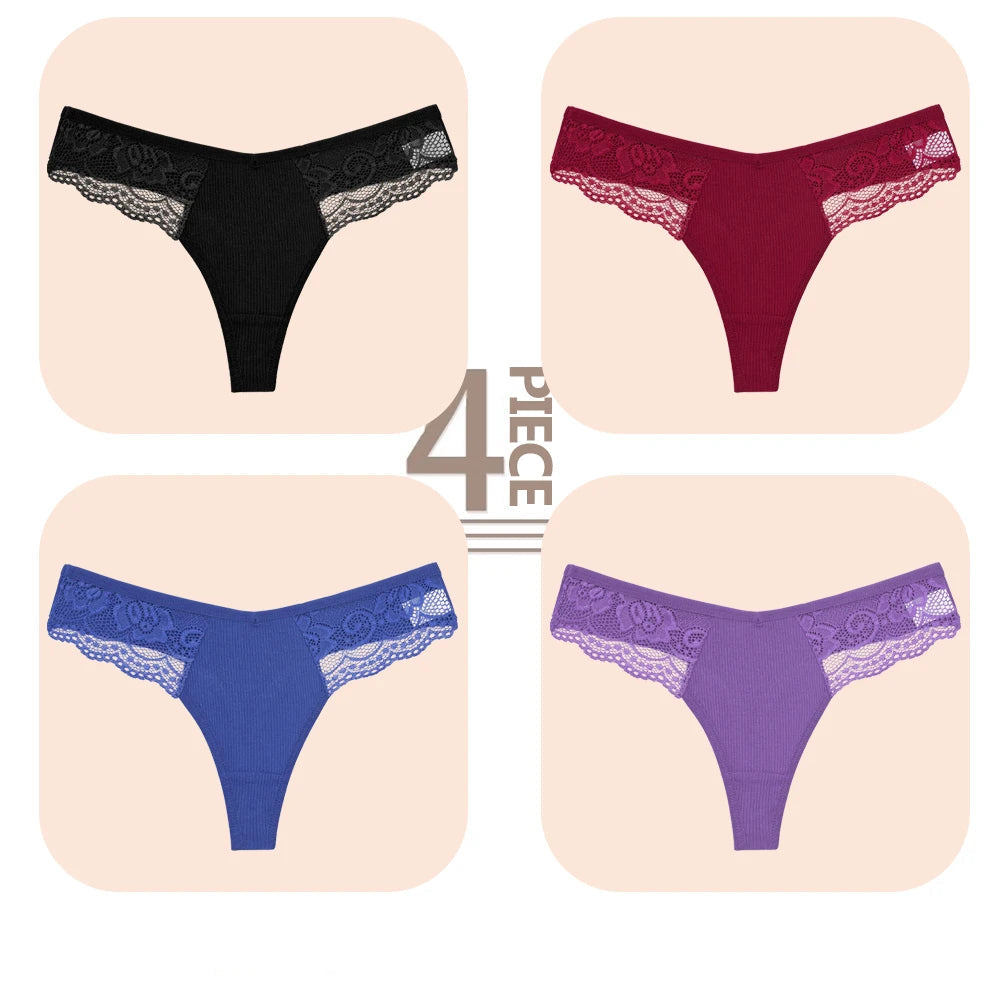 Cuecas de Renda de Algodão Pack 4PCS