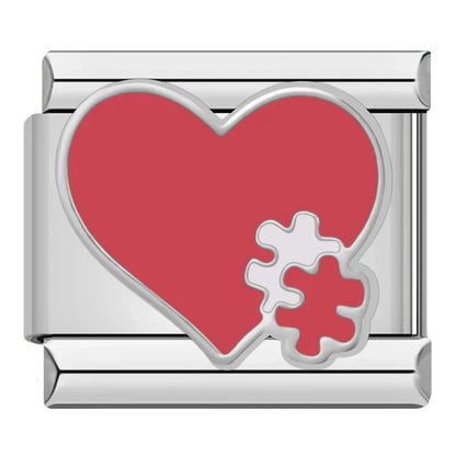 Charms Originais Pulseira Italiana em Aço Inoxidável Coração #