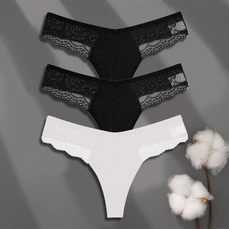 Cuecas de Renda de Algodão Pack 3PCS