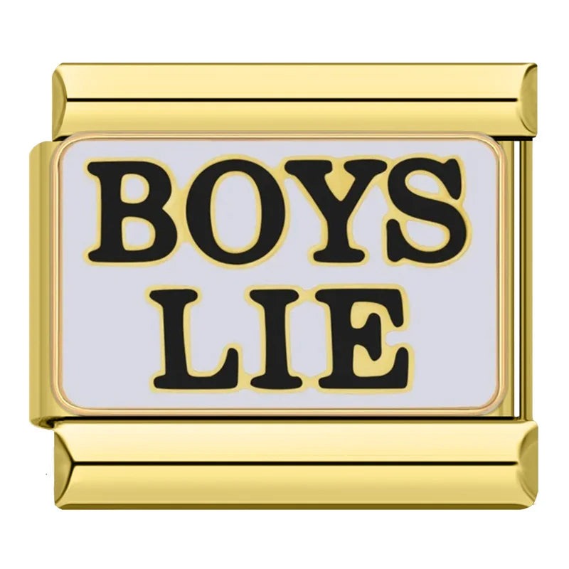 Charms Pulseira Italiana em Aço Inoxidável Boys Lie