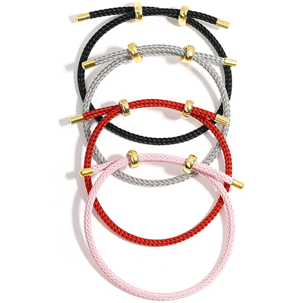 Pulseira com Efeito de Corda Ajustável em Aço Inox