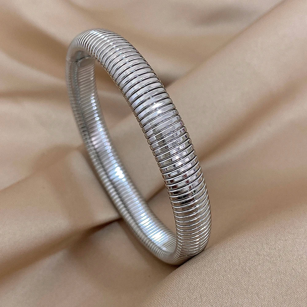Pulseiras Elásticas em Aço Inox 10mm Prateado