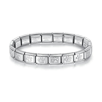 Pulseira Original Estilo Italiano Charms Patas e Cruz Pata Prateado
