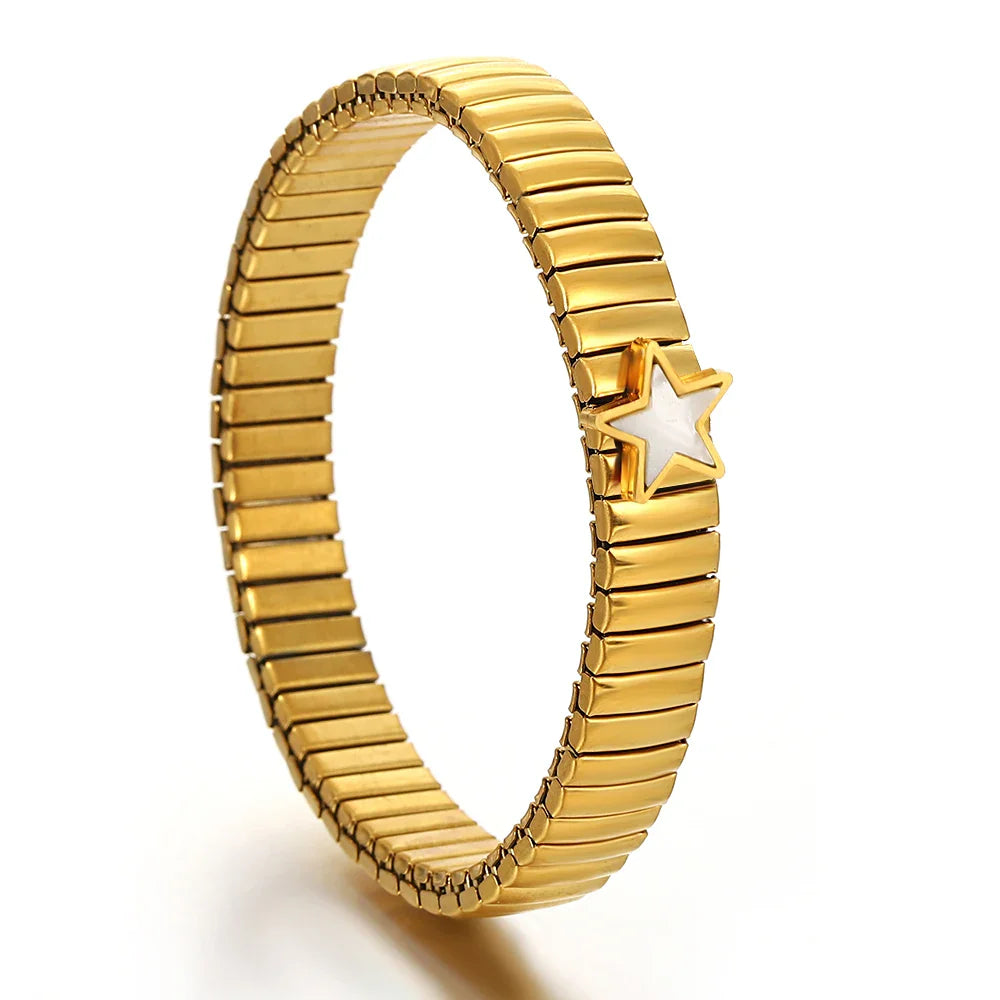 Pulseiras Elásticas Metálicas Dourado Estrela