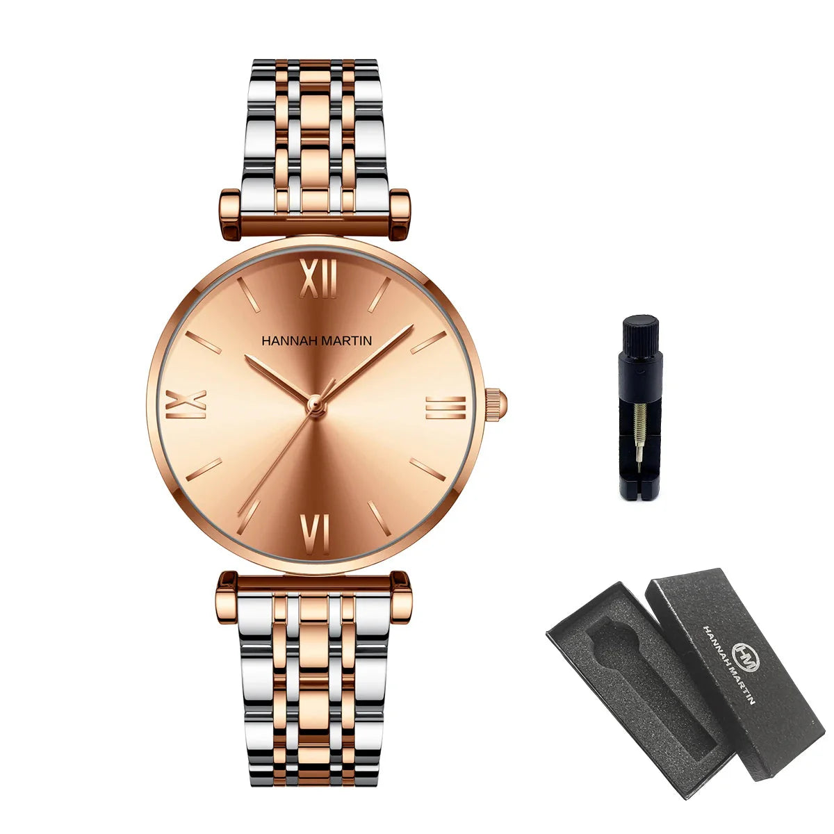 Relógio Look Moderno em Aço Inox Rosa Dourado Prateado