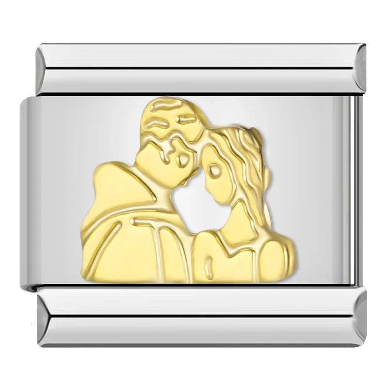 Charms Para Pulseira Italiana em Aço Inoxidável Amantes