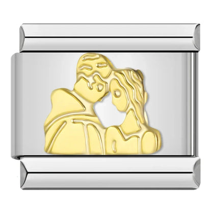 Charms Para Pulseira Italiana em Aço Inoxidável Amantes