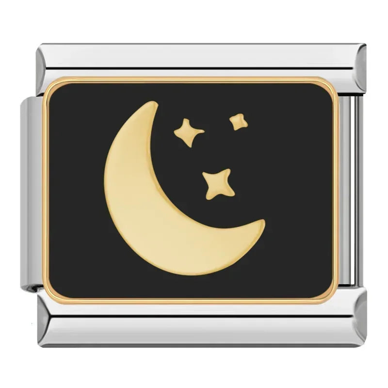 Charms Pulseira Italiana em Aço Inoxidável Lua