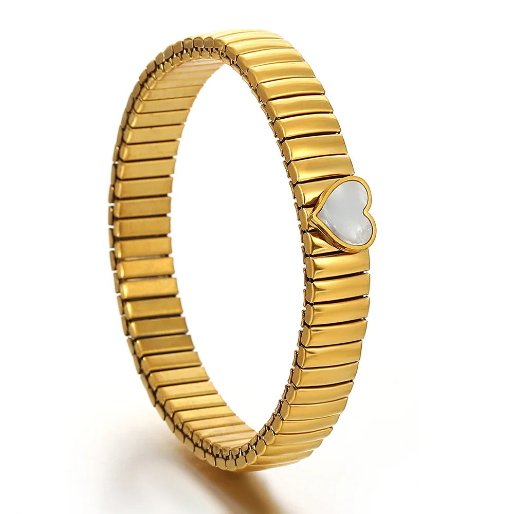Pulseiras Elásticas Metálicas Dourado Coração