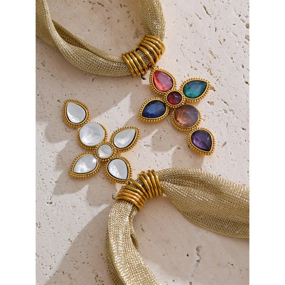 Colar de Tecido Pendente Cruz