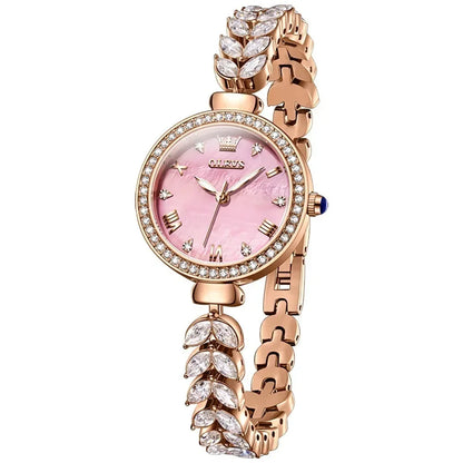 Relógio Feminino Elegante em Aço Inoxidável Rosa