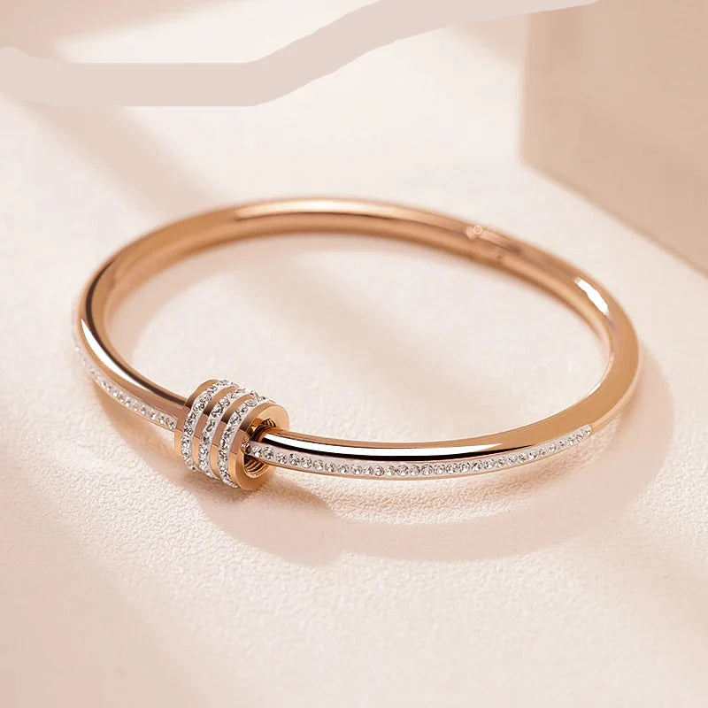 Pulseira Sofisticada em Aço Inox Rosa Dourado
