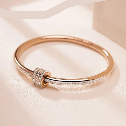 Pulseira Sofisticada em Aço Inox Rosa Dourado