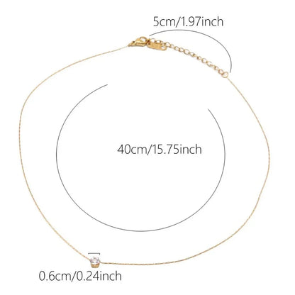 Colar Minimalista com Pedra de Zircónia em Aço Inoxidável