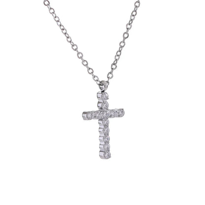 Colar com Pendente em Forma de Cruz Prateado